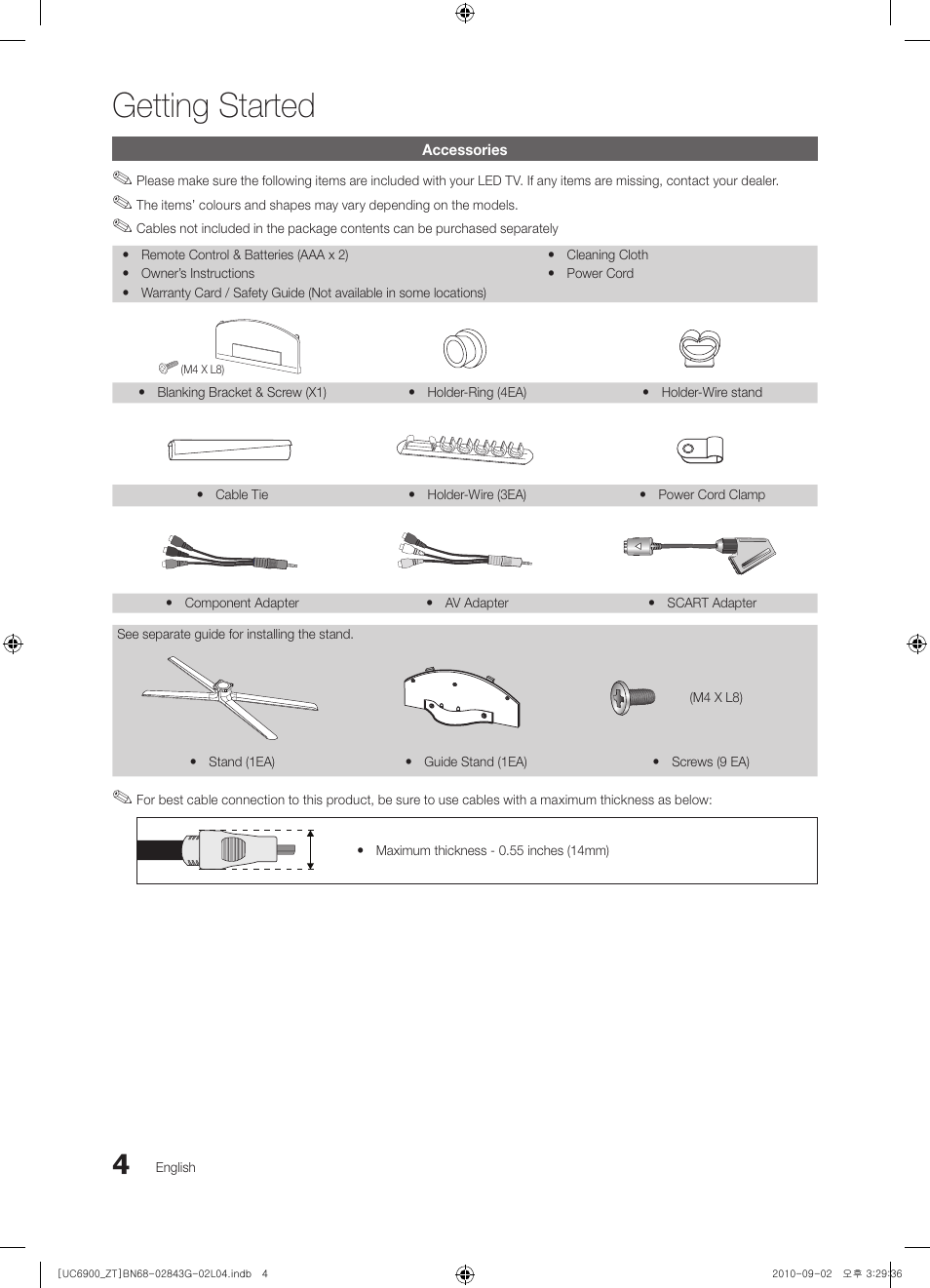 Getting started | Samsung UE46C6900VQ User Manual | Page 4 / 186