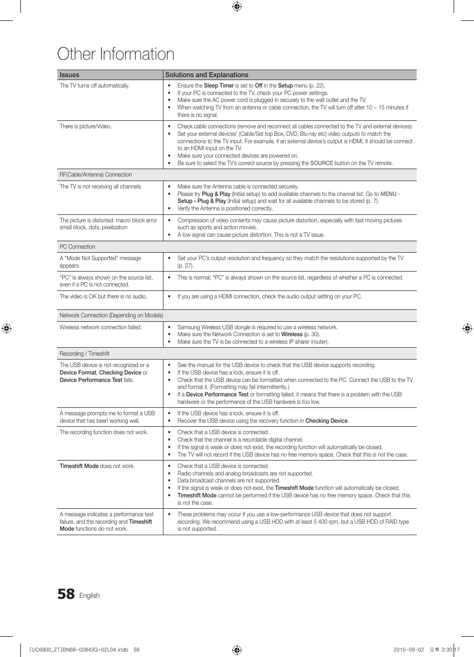 Other information | Samsung UE46C6900VQ User Manual | Page 58 / 186