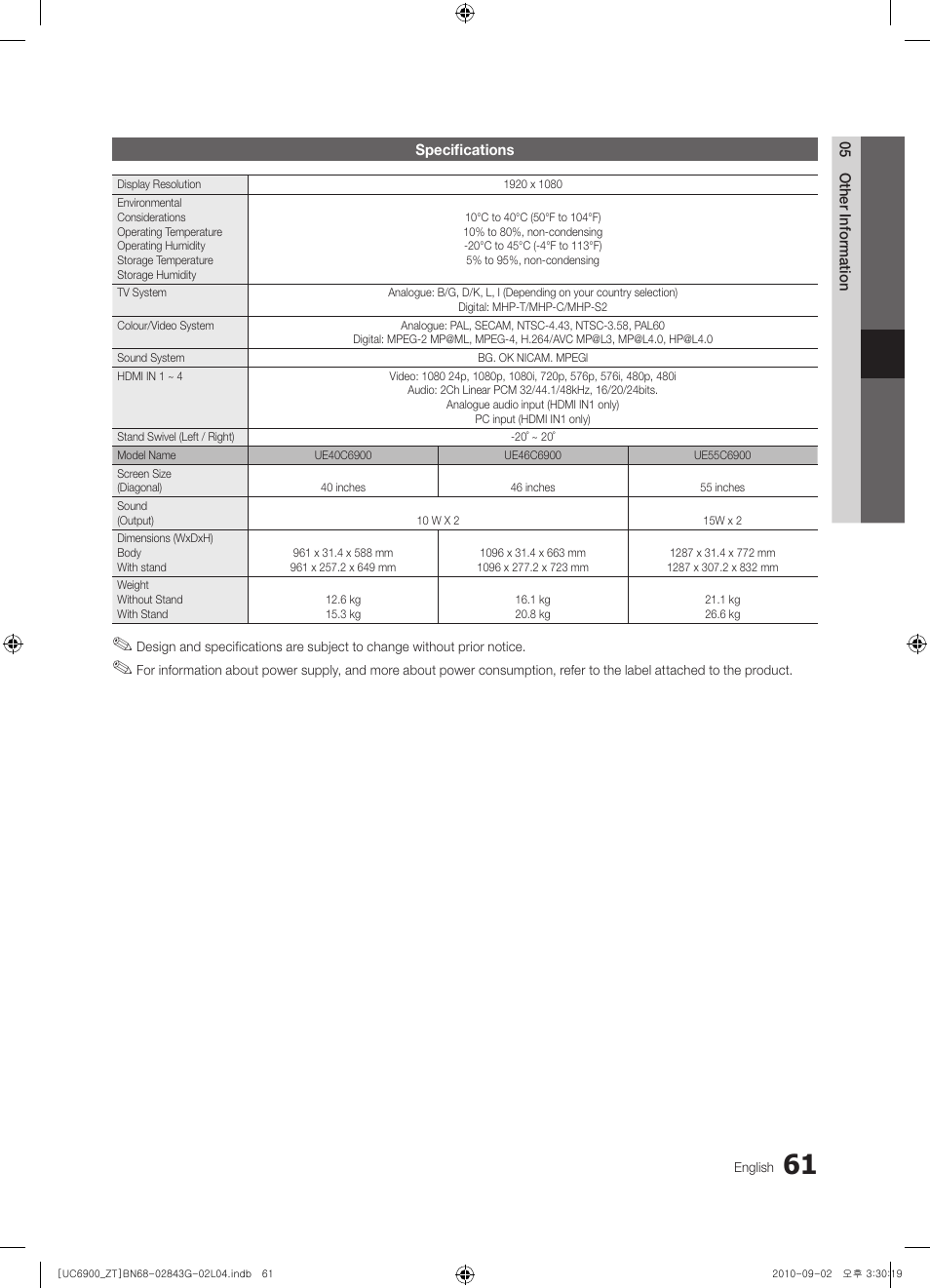 Samsung UE46C6900VQ User Manual | Page 61 / 186