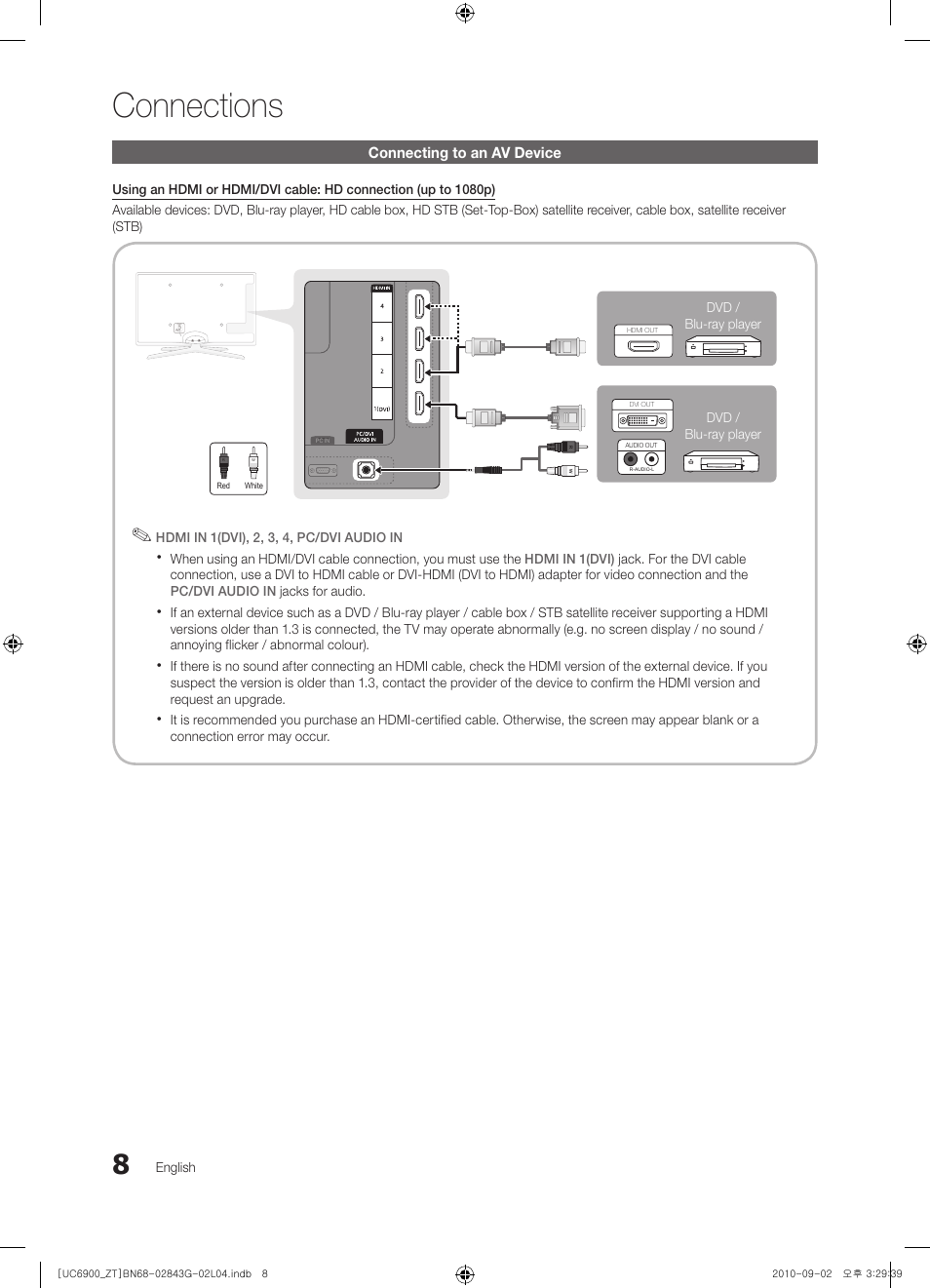 Connections | Samsung UE46C6900VQ User Manual | Page 8 / 186