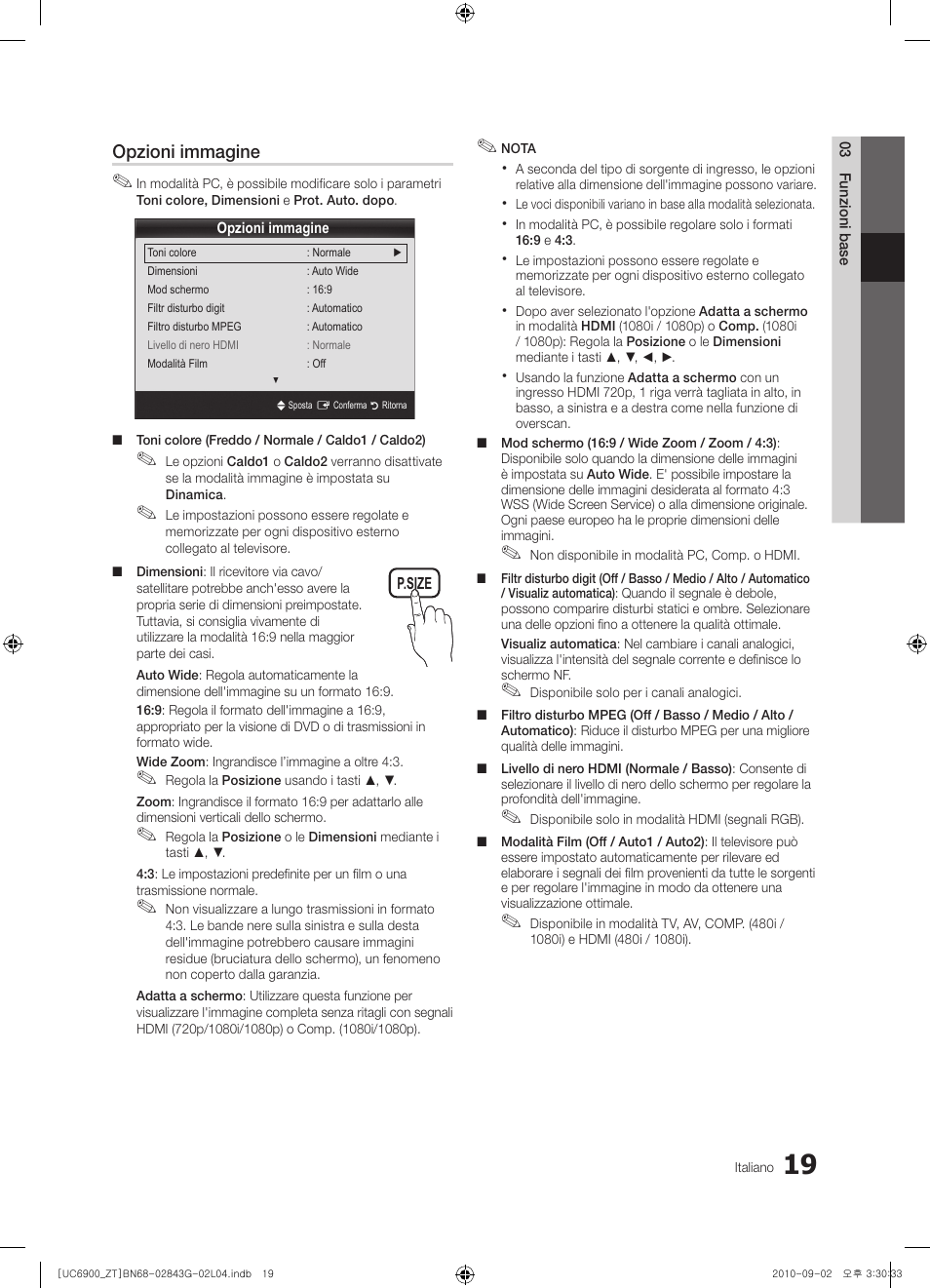 Opzioni immagine | Samsung UE46C6900VQ User Manual | Page 81 / 186