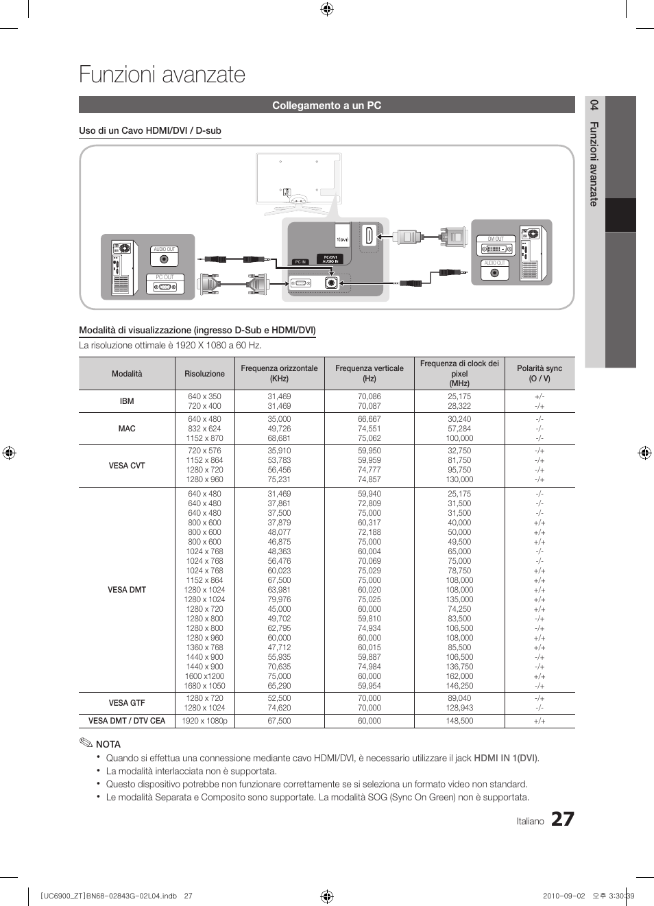 Funzioni avanzate | Samsung UE46C6900VQ User Manual | Page 89 / 186