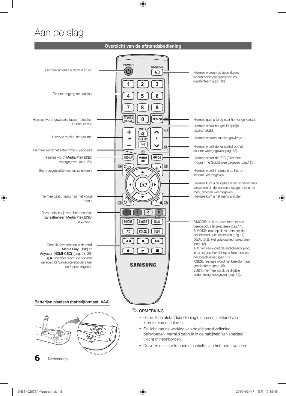 Aan de slag | Samsung PS50C450B1W User Manual | Page 126 / 361