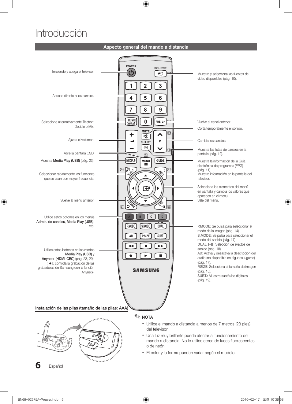 Introducción | Samsung PS50C450B1W User Manual | Page 206 / 361