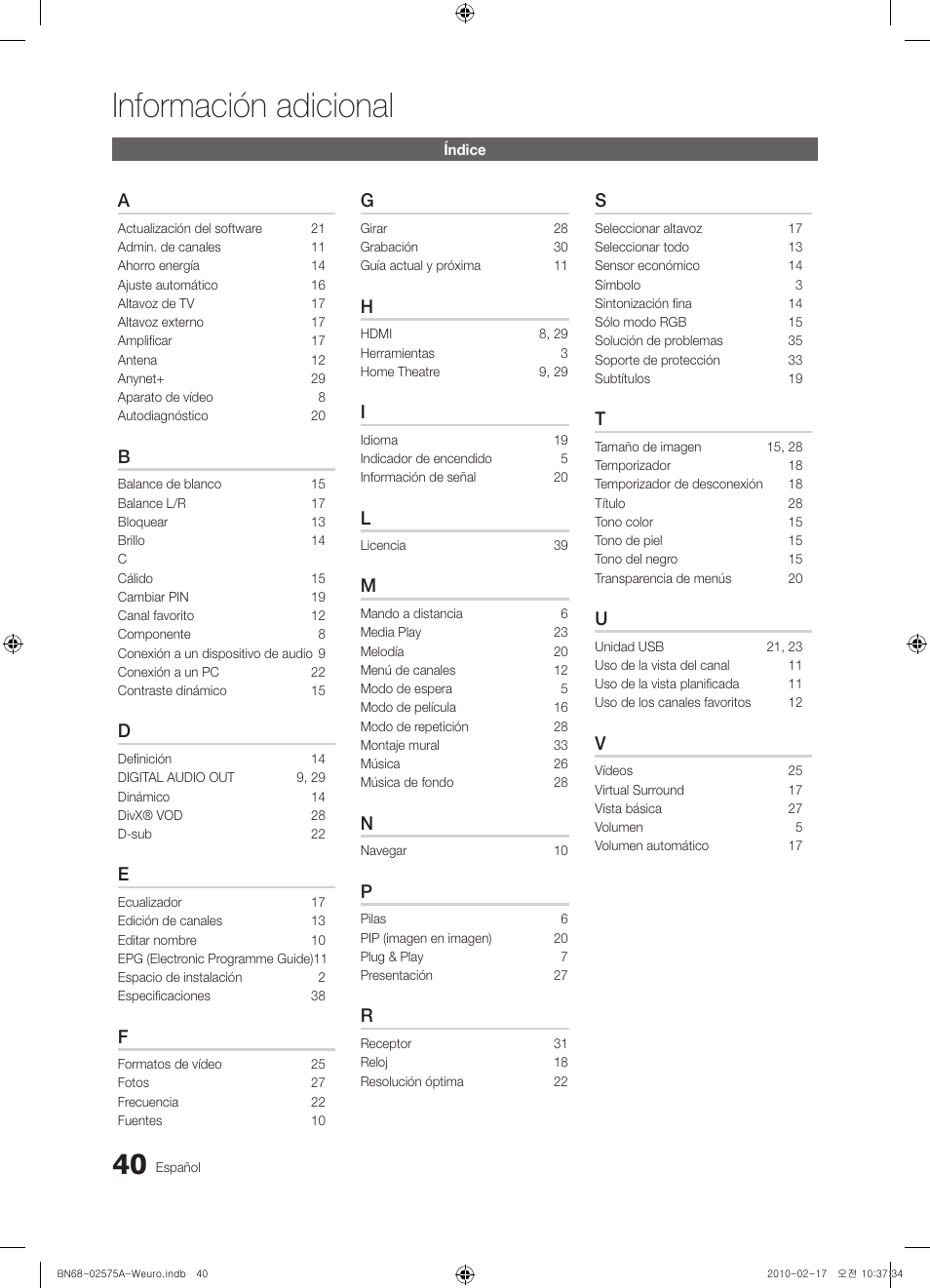 Información adicional | Samsung PS50C450B1W User Manual | Page 240 / 361