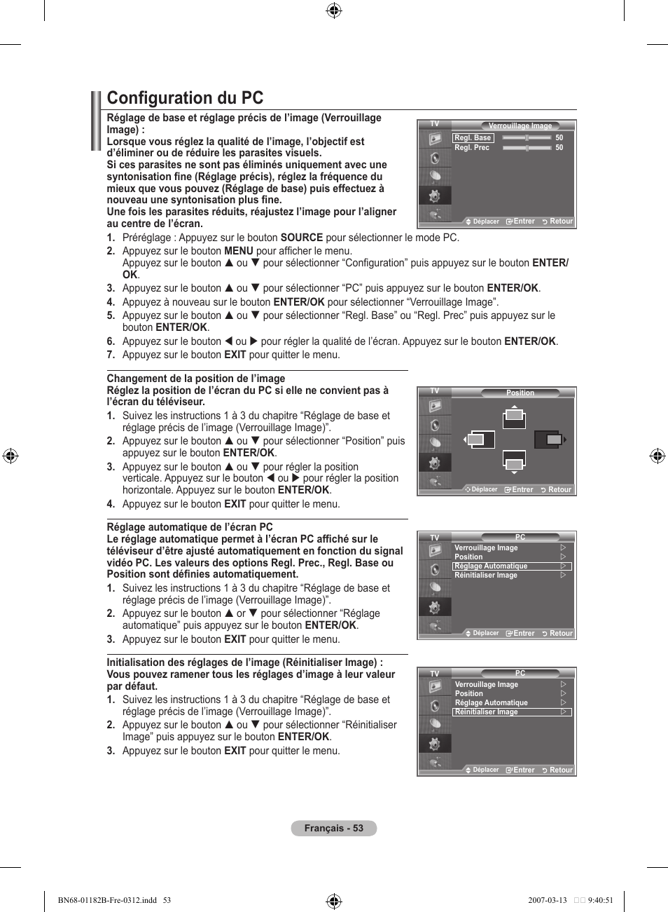 Configuration du pc | Samsung LE40S86BD User Manual | Page 113 / 466