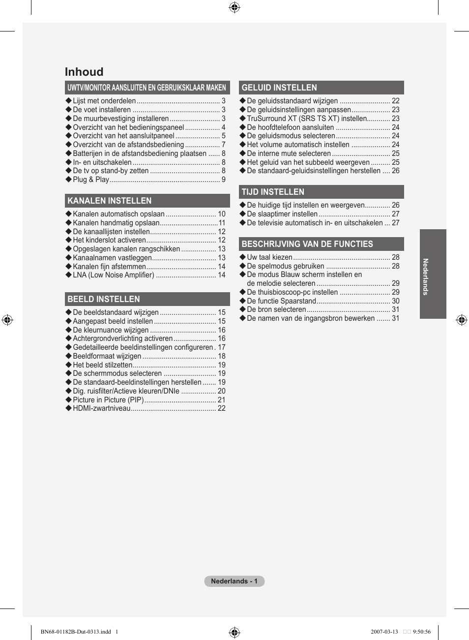 Inhoud | Samsung LE40S86BD User Manual | Page 177 / 466