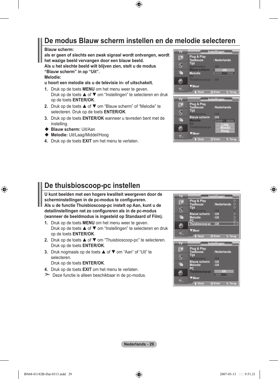 De thuisbioscoop-pc instellen | Samsung LE40S86BD User Manual | Page 205 / 466