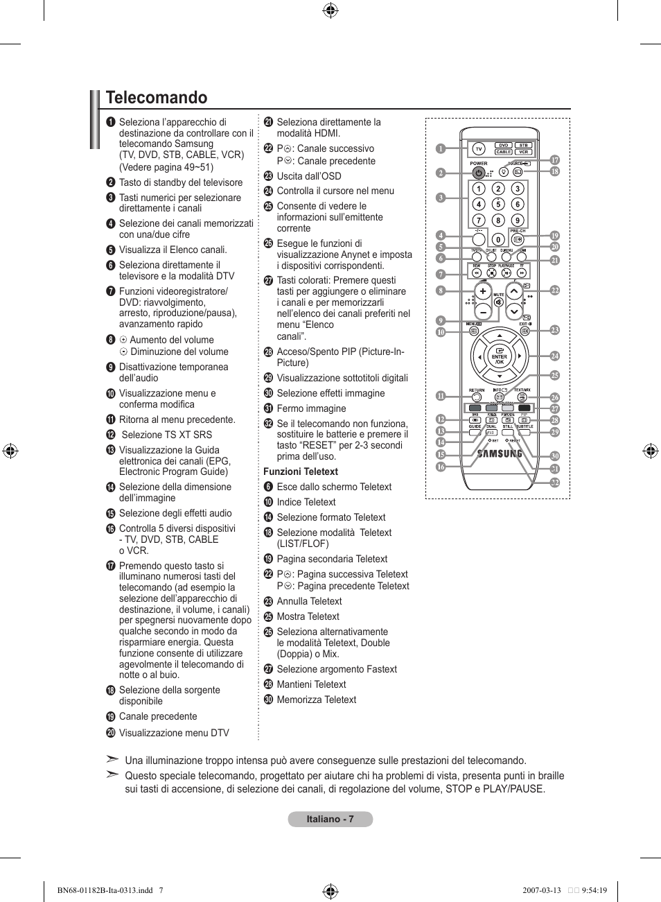 Telecomando | Samsung LE40S86BD User Manual | Page 241 / 466