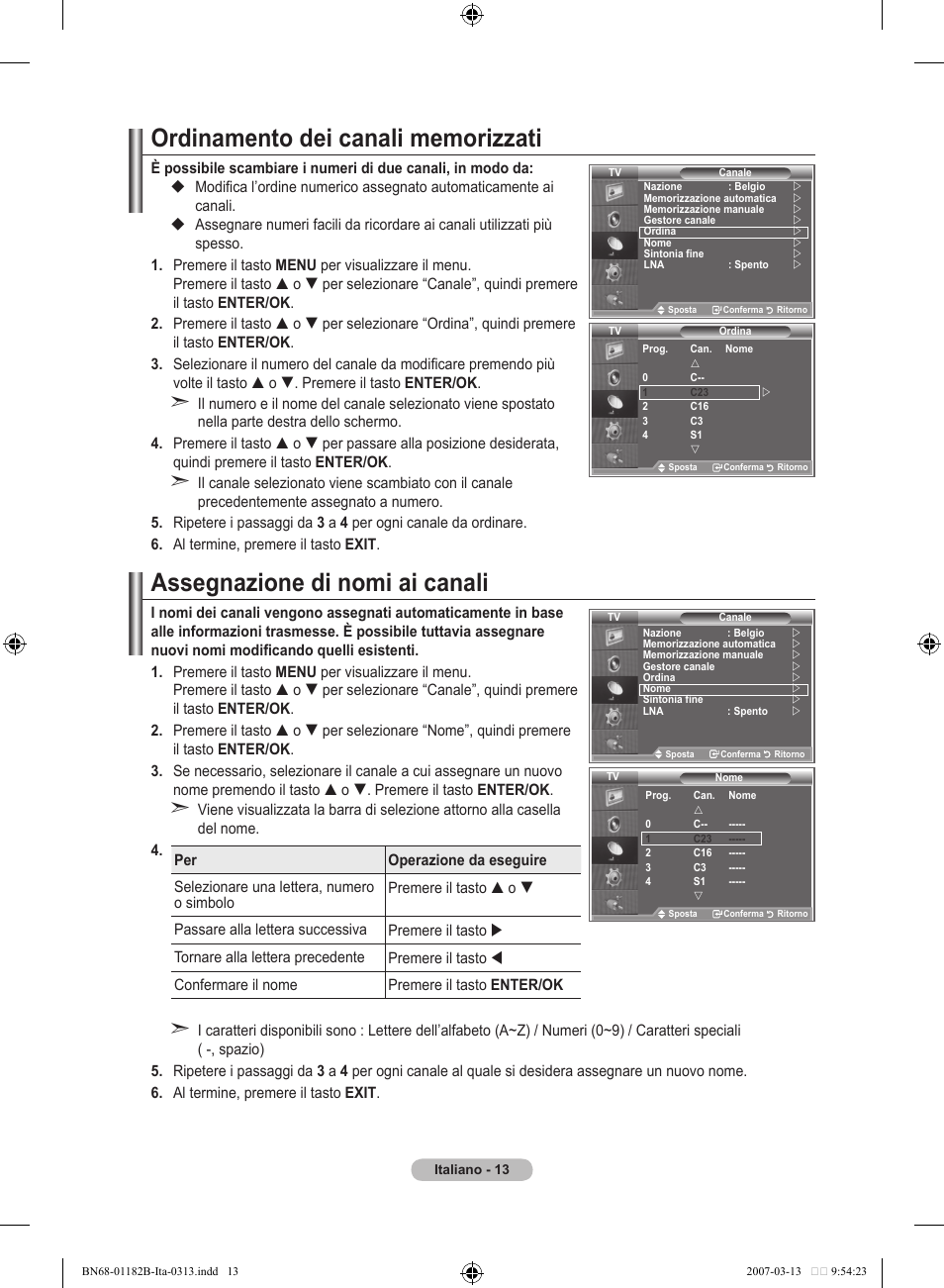 Assegnazione di nomi ai canali | Samsung LE40S86BD User Manual | Page 247 / 466