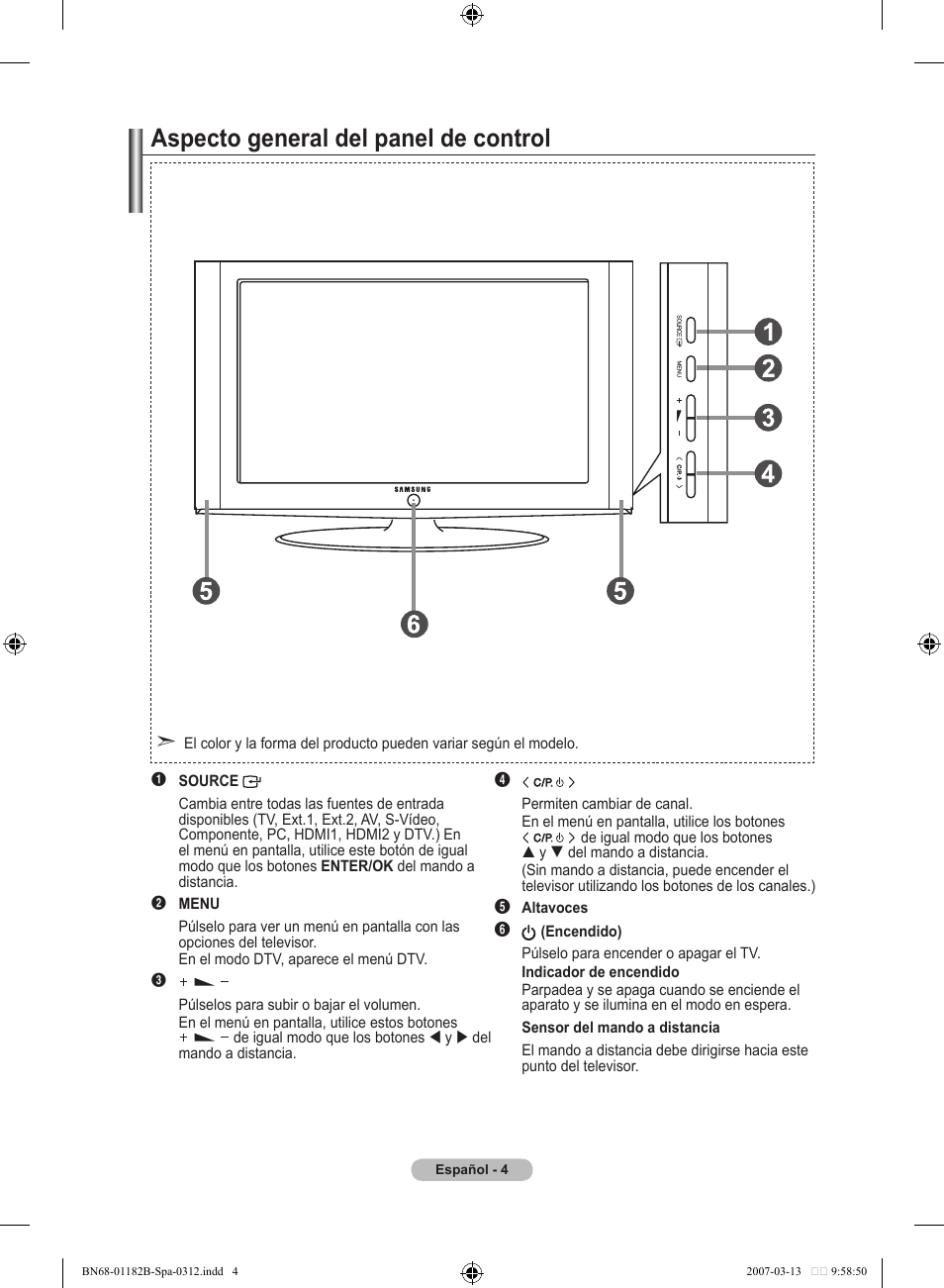 Aspecto general del panel de control | Samsung LE40S86BD User Manual | Page 296 / 466