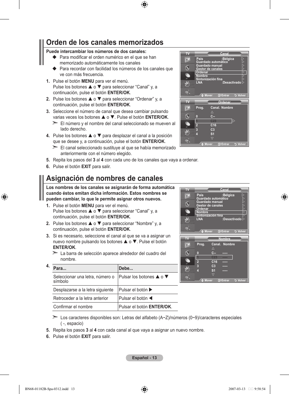 Asignación de nombres de canales | Samsung LE40S86BD User Manual | Page 305 / 466