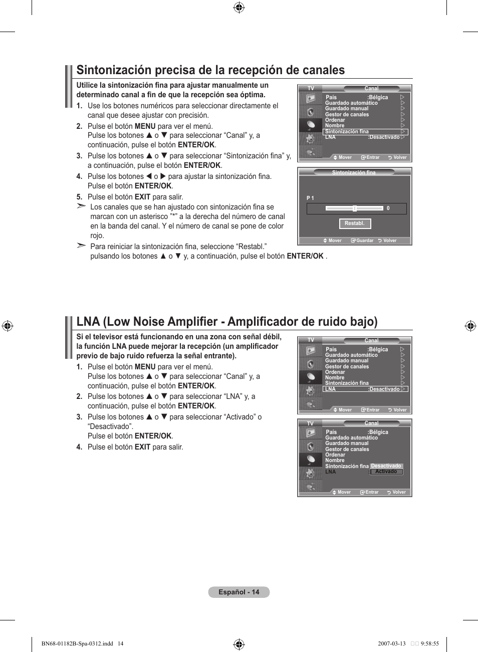 Sintonización precisa de la recepción de canales | Samsung LE40S86BD User Manual | Page 306 / 466