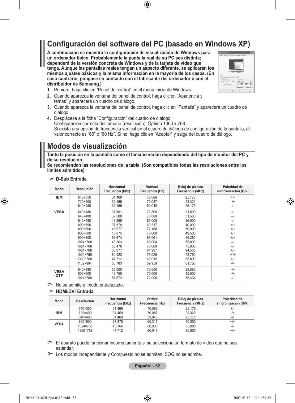 Modos de visualización | Samsung LE40S86BD User Manual | Page 344 / 466