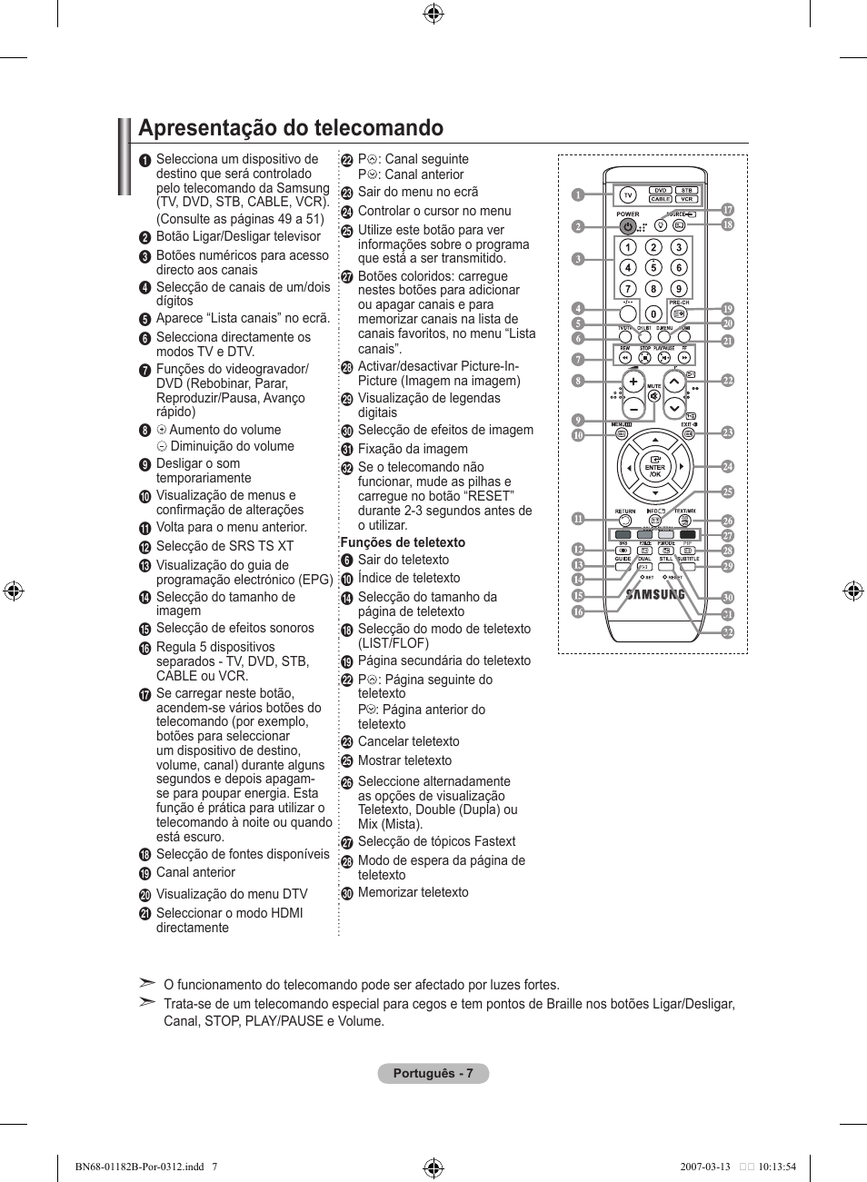 Apresentação do telecomando | Samsung LE40S86BD User Manual | Page 357 / 466