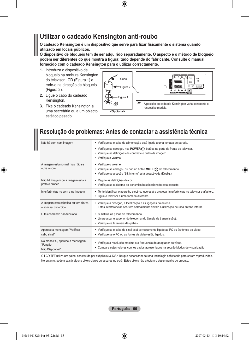 Utilizar o cadeado kensington anti-roubo | Samsung LE40S86BD User Manual | Page 405 / 466