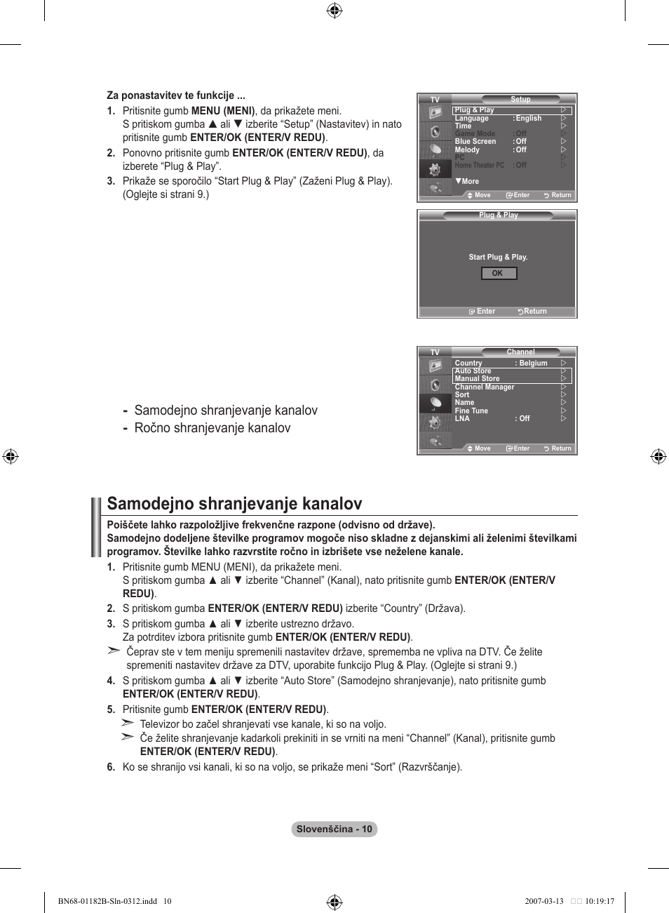 Samodejno shranjevanje kanalov | Samsung LE40S86BD User Manual | Page 418 / 466
