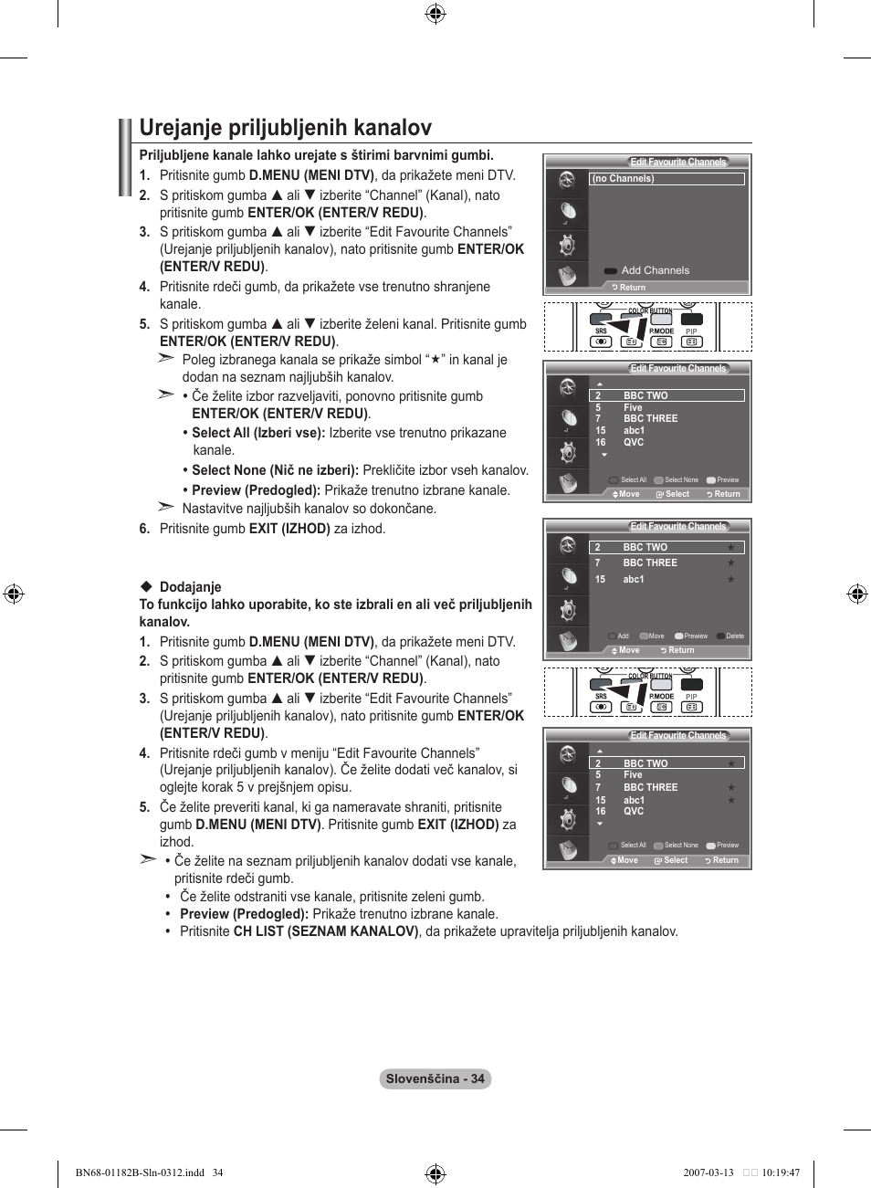 Urejanje priljubljenih kanalov | Samsung LE40S86BD User Manual | Page 442 / 466