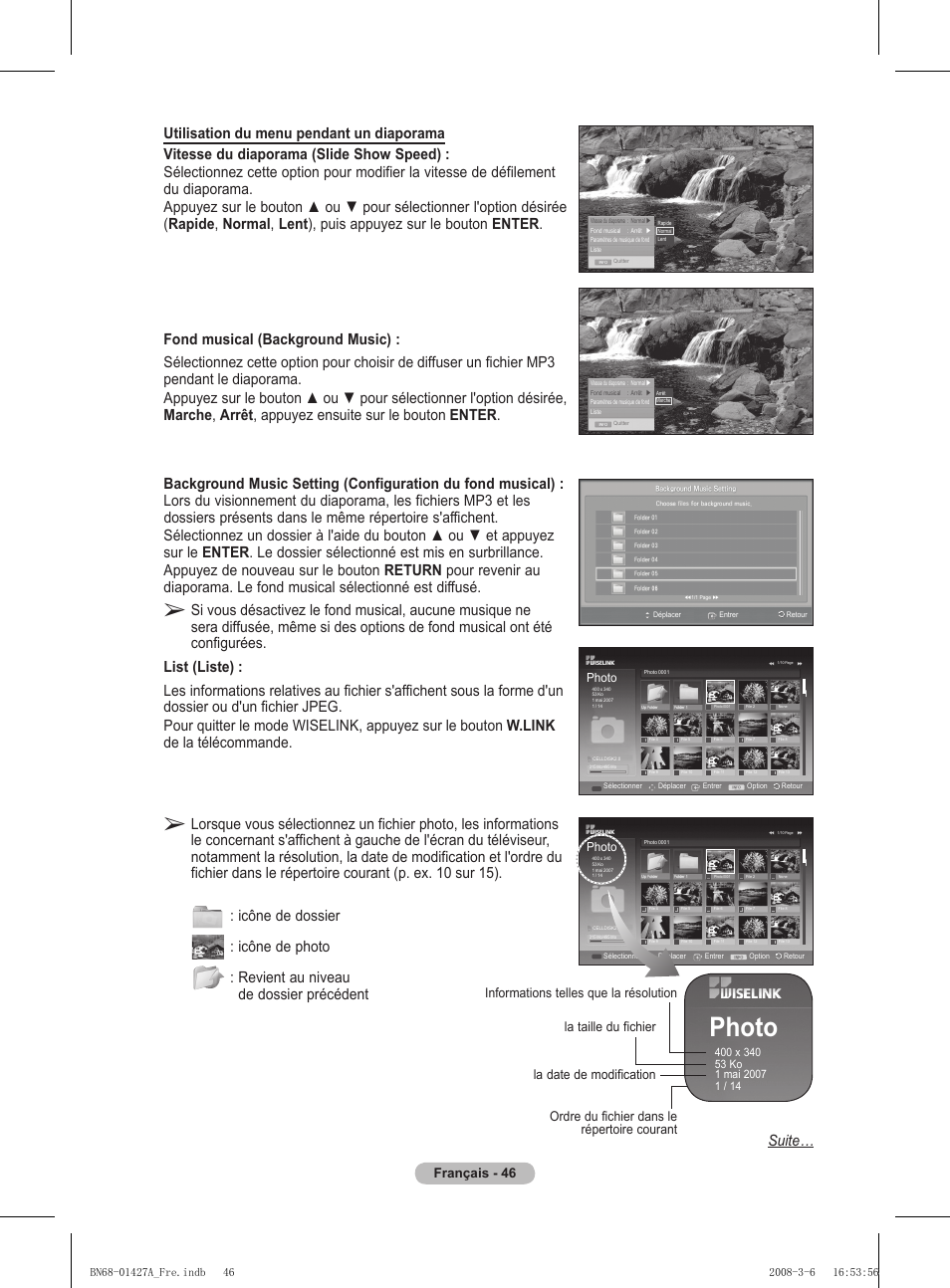 Photo, Français - 4 | Samsung PS50A557S3F User Manual | Page 108 / 495