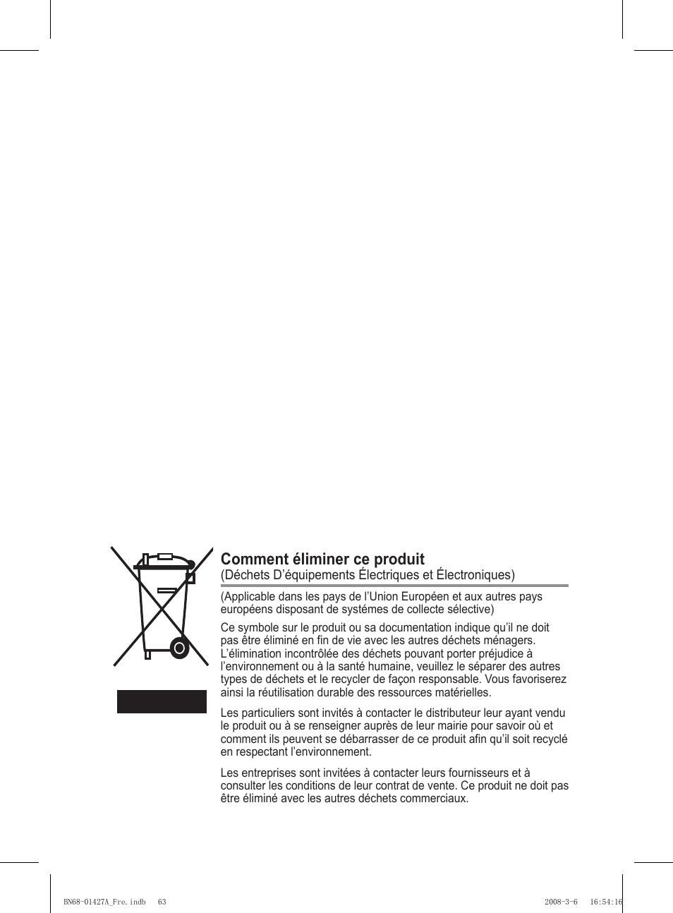 Comment éliminer ce produit | Samsung PS50A557S3F User Manual | Page 125 / 495