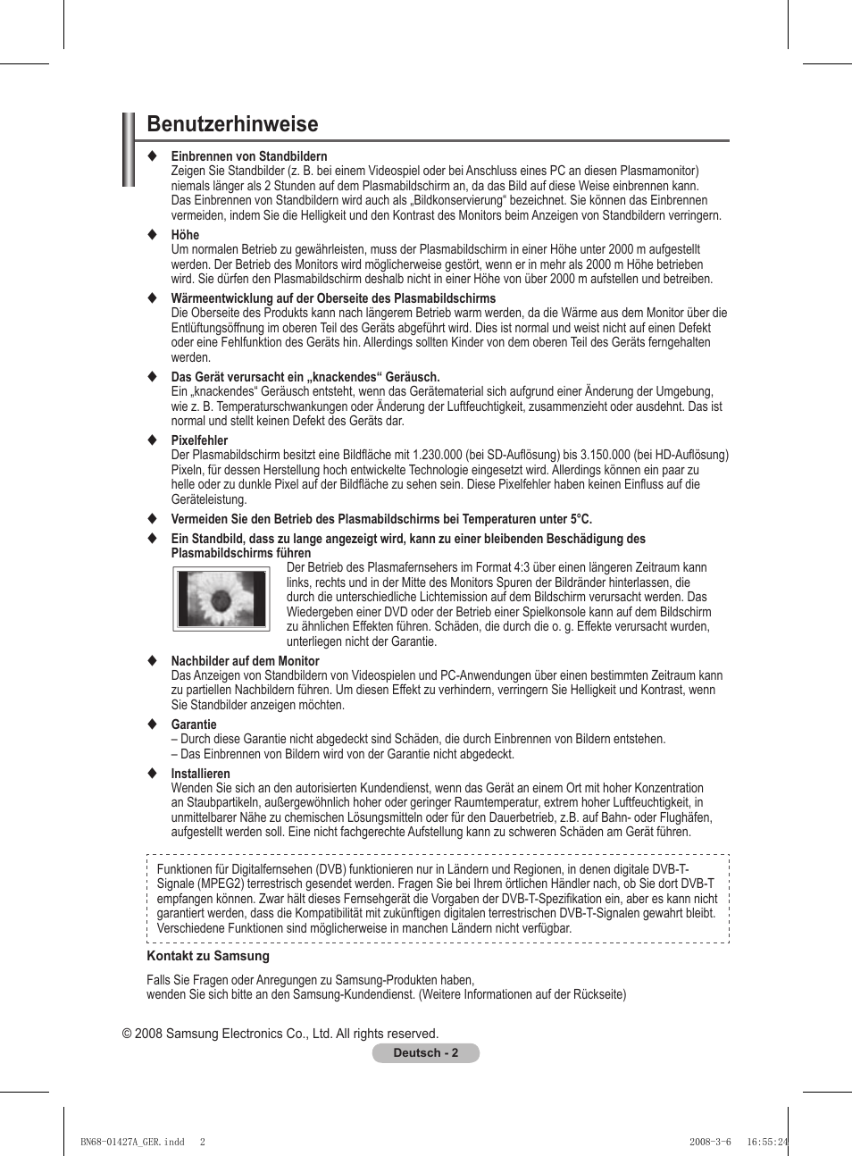 Benutzerhinweise | Samsung PS50A557S3F User Manual | Page 126 / 495