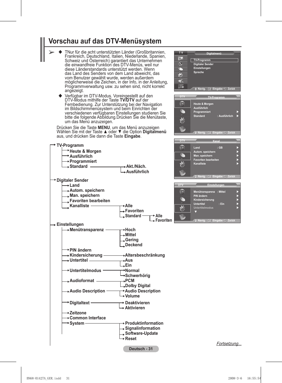 Vorschau auf das dtv-menüsystem | Samsung PS50A557S3F User Manual | Page 155 / 495
