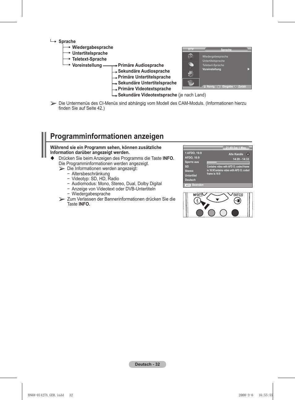 Programminformationen anzeigen | Samsung PS50A557S3F User Manual | Page 156 / 495