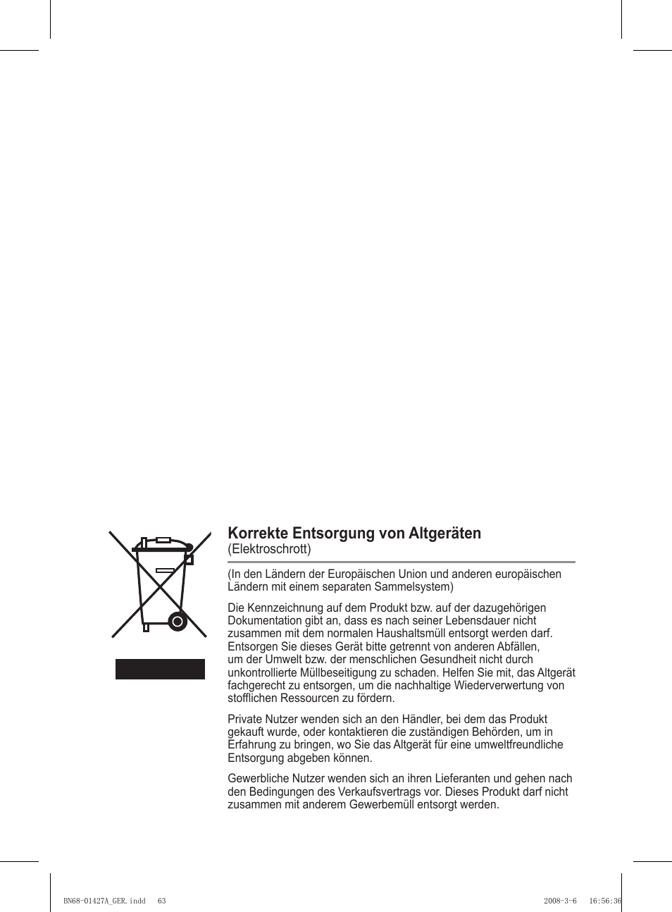 Korrekte entsorgung von altgeräten | Samsung PS50A557S3F User Manual | Page 187 / 495