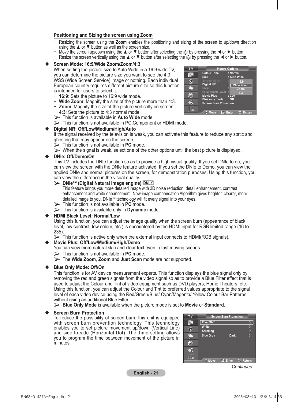 Samsung PS50A557S3F User Manual | Page 21 / 495