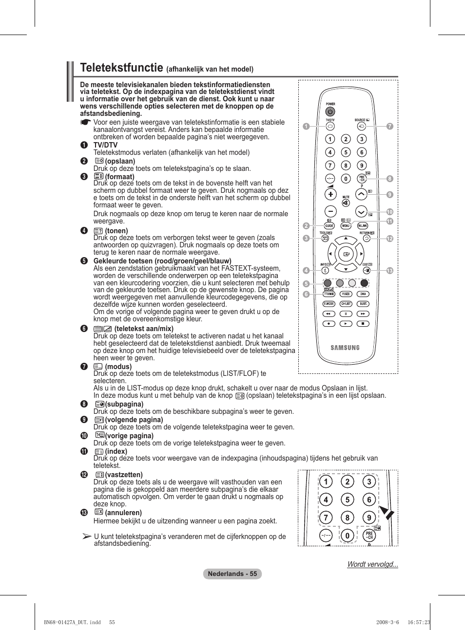 Teletekstfunctie | Samsung PS50A557S3F User Manual | Page 241 / 495