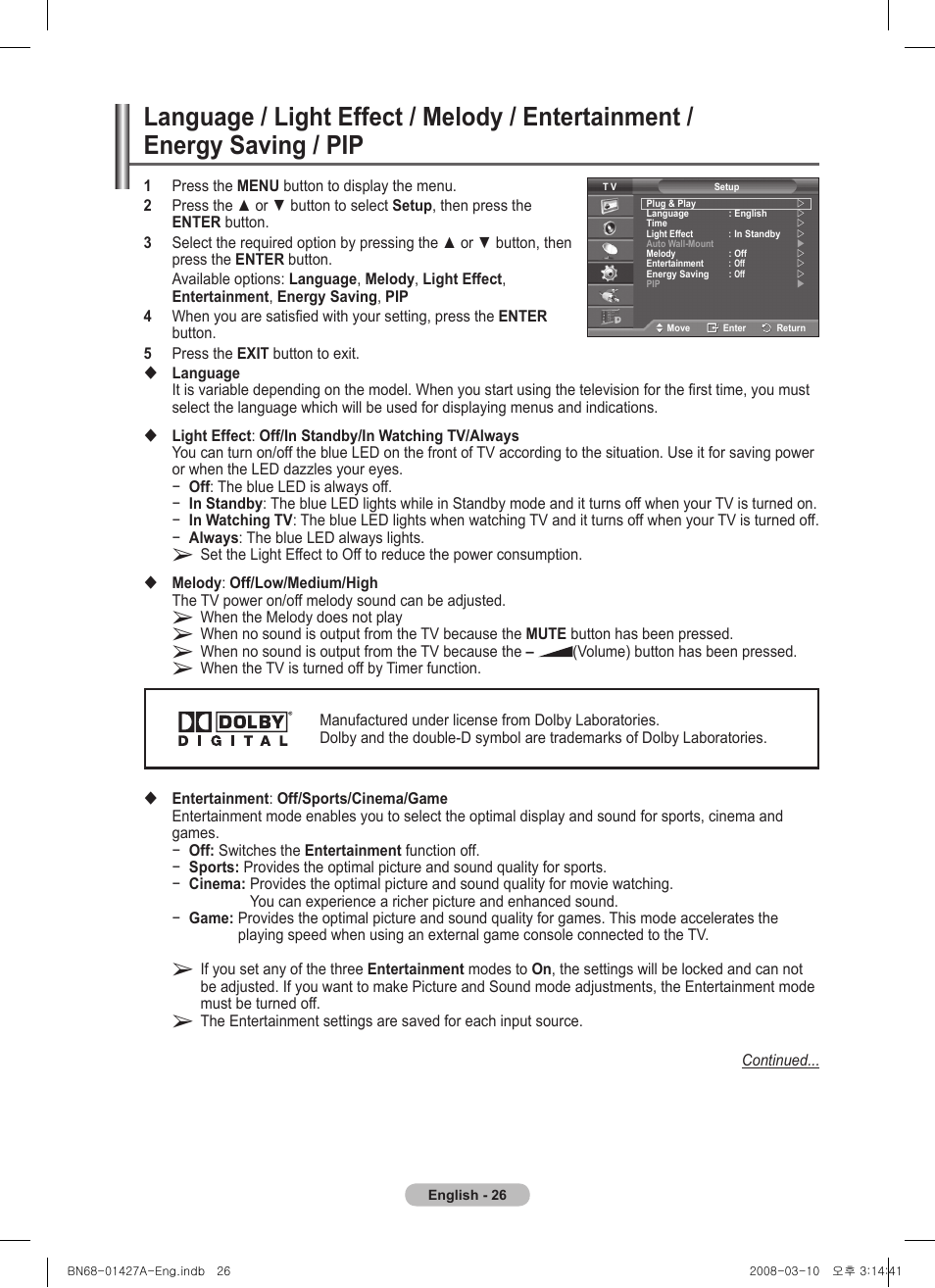 Samsung PS50A557S3F User Manual | Page 26 / 495