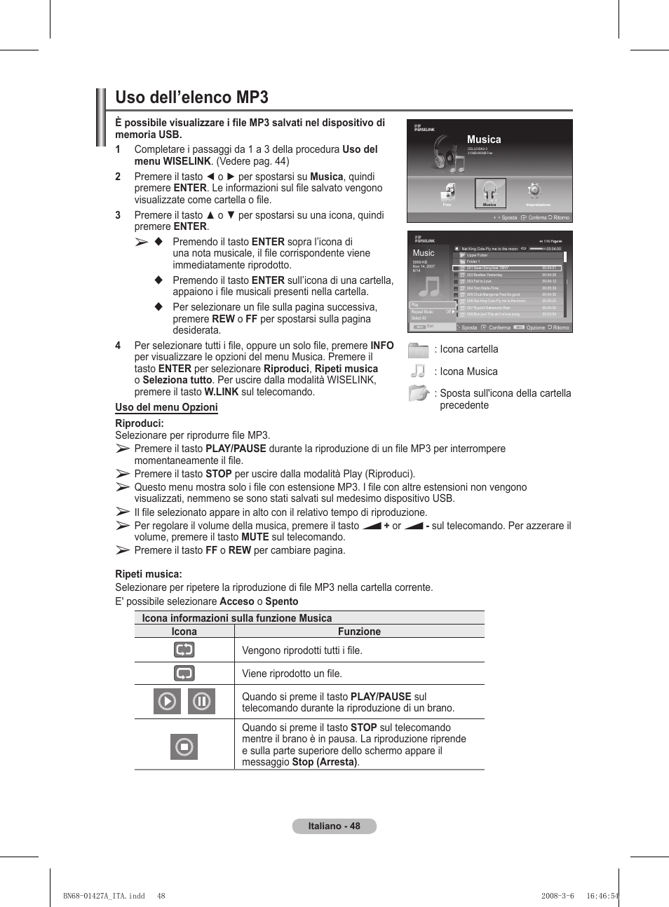 Uso dell’elenco mp | Samsung PS50A557S3F User Manual | Page 295 / 495