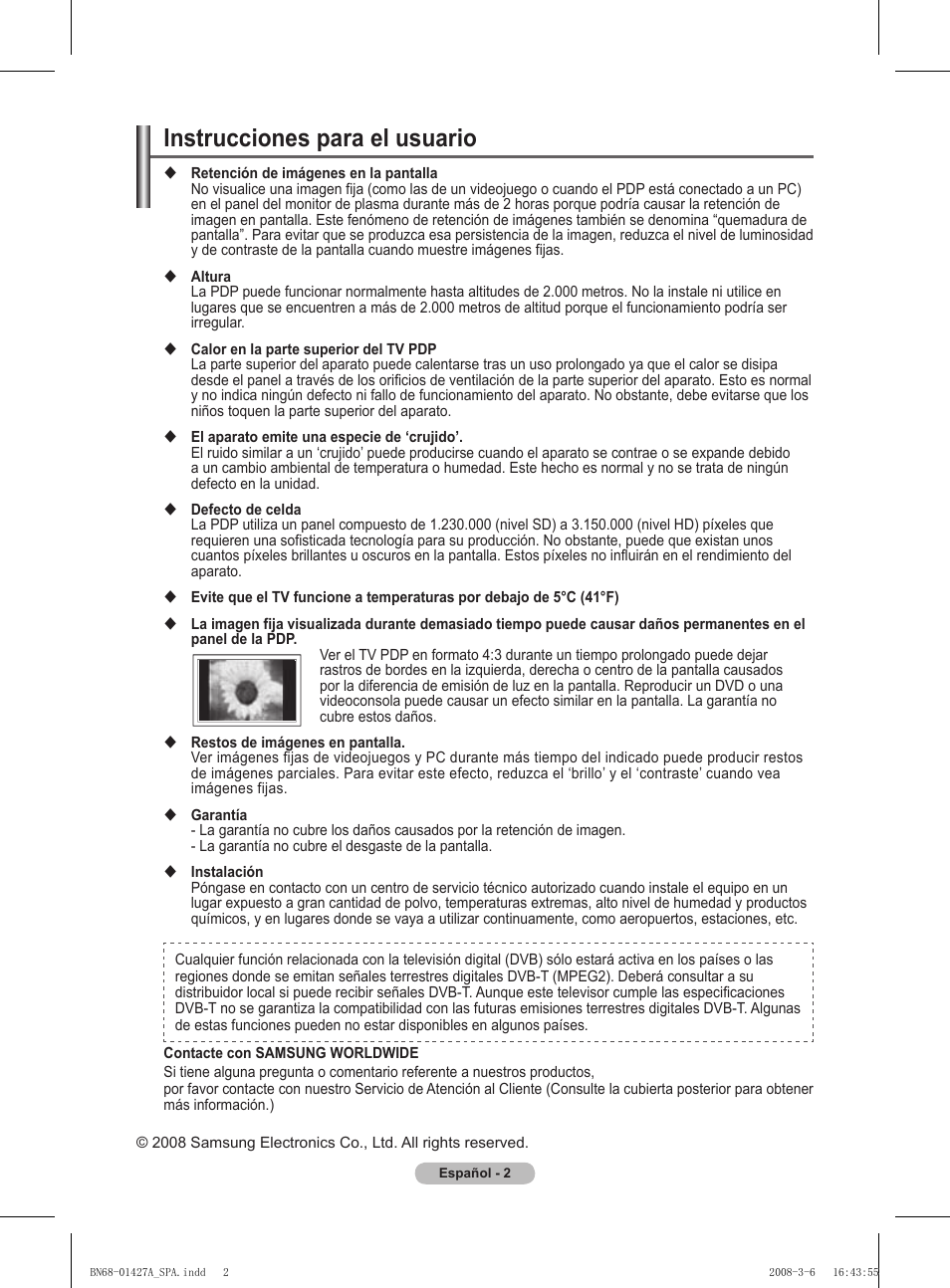 Instrucciones para el usuario | Samsung PS50A557S3F User Manual | Page 311 / 495