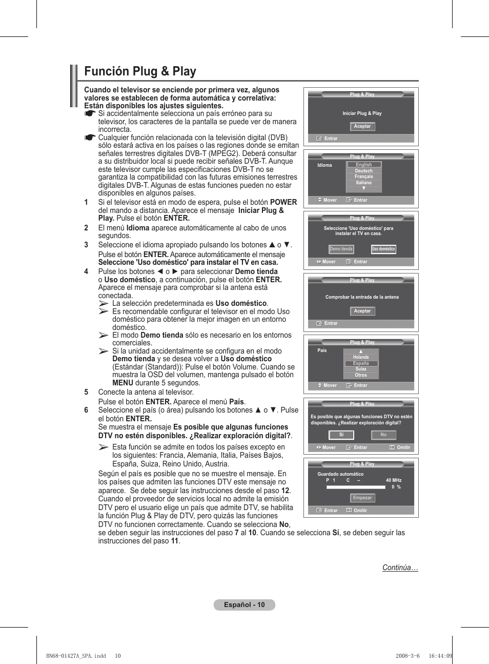 Función plug & play | Samsung PS50A557S3F User Manual | Page 319 / 495