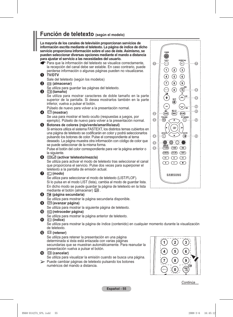 Función de teletexto | Samsung PS50A557S3F User Manual | Page 364 / 495