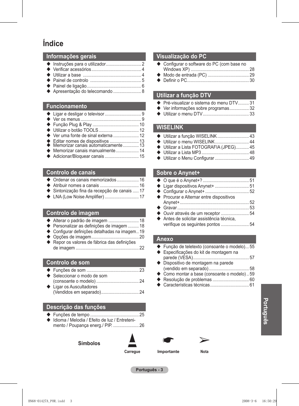 Índice | Samsung PS50A557S3F User Manual | Page 373 / 495