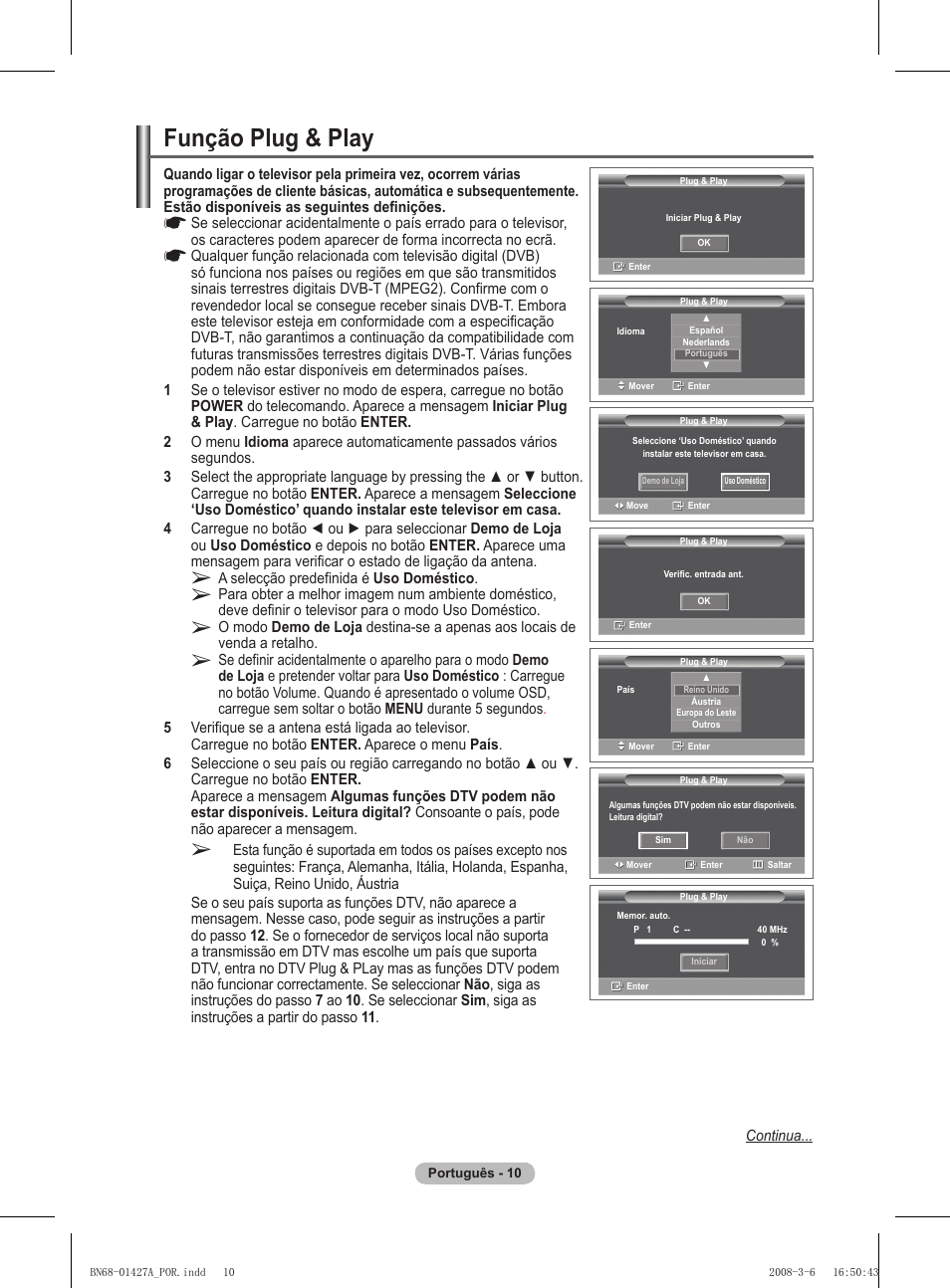 Função plug & play | Samsung PS50A557S3F User Manual | Page 380 / 495