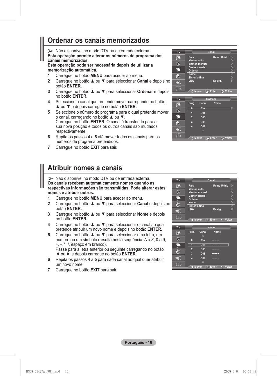 Atribuir nomes a canais | Samsung PS50A557S3F User Manual | Page 386 / 495