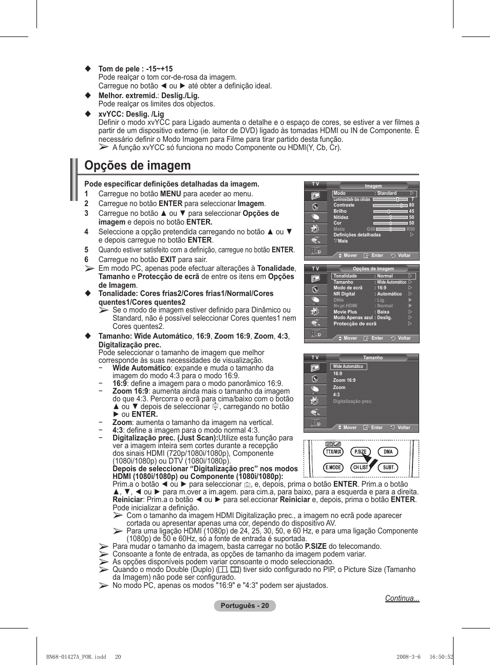 Opções de imagem | Samsung PS50A557S3F User Manual | Page 390 / 495