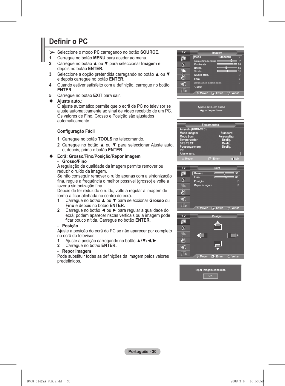 Definir o pc | Samsung PS50A557S3F User Manual | Page 400 / 495