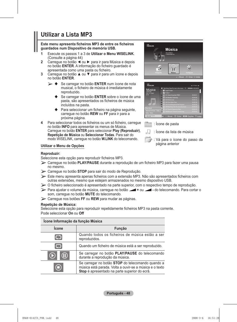 Utilizar a lista mp | Samsung PS50A557S3F User Manual | Page 418 / 495