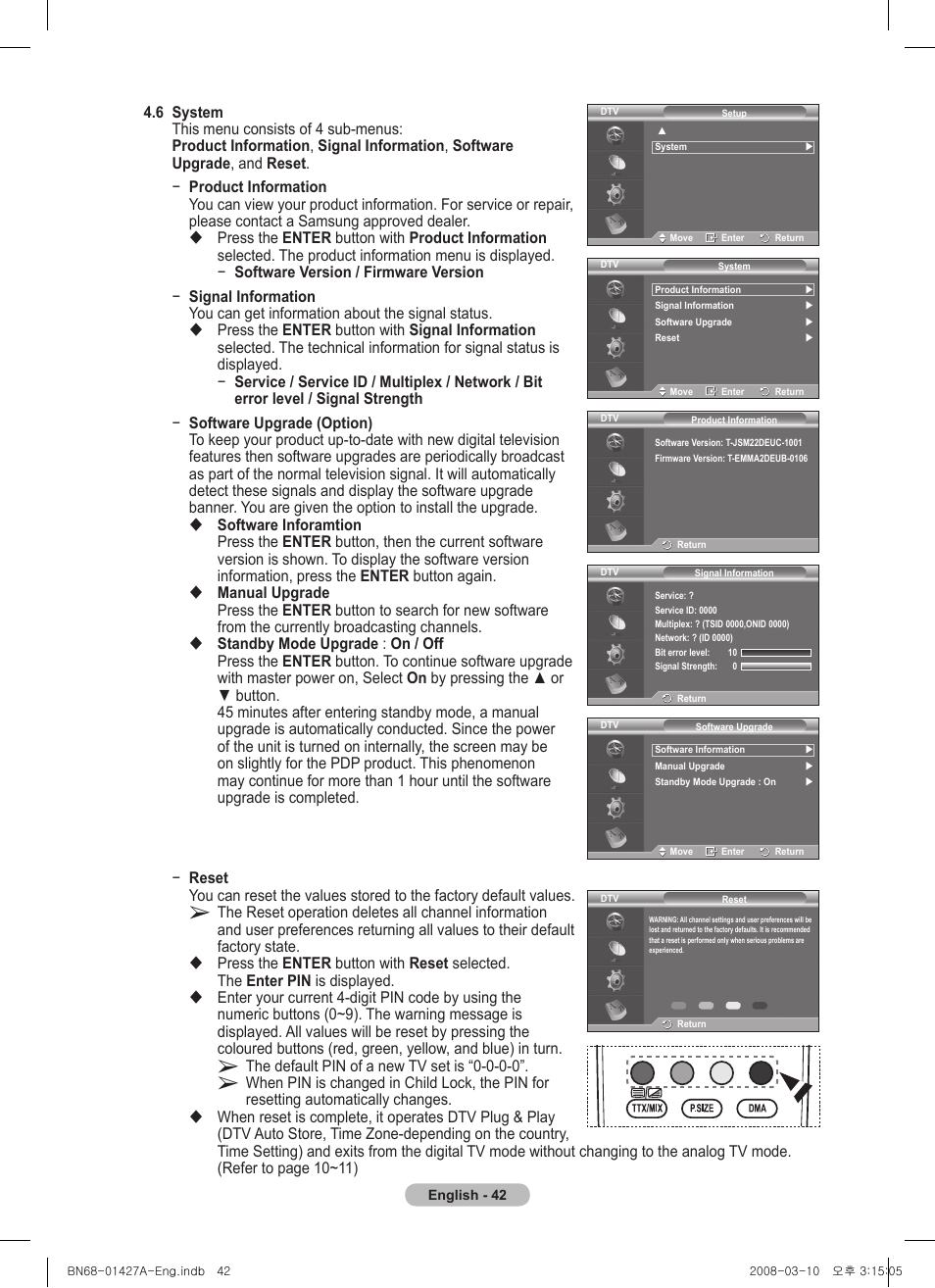 Samsung PS50A557S3F User Manual | Page 42 / 495