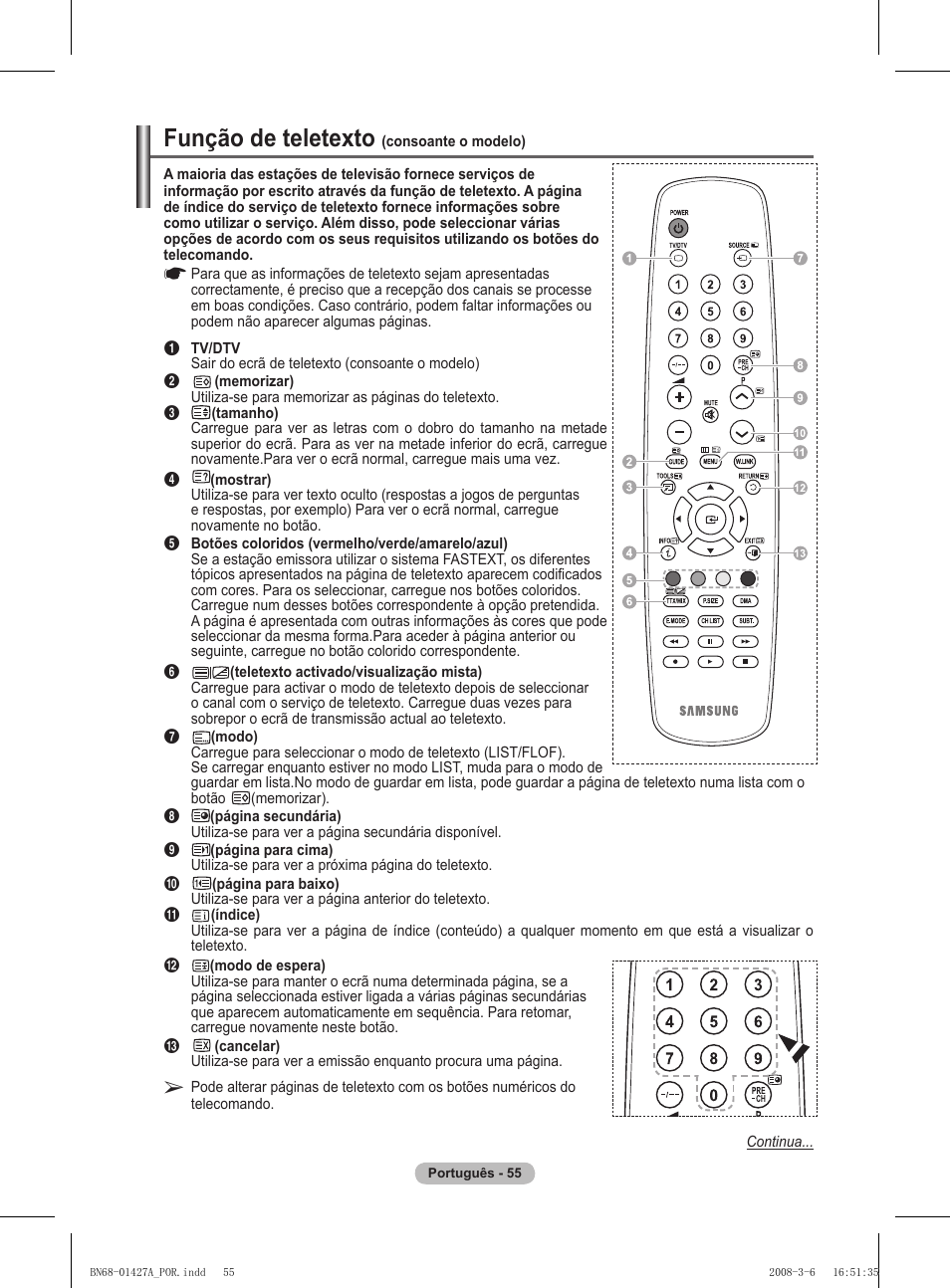 Função de teletexto | Samsung PS50A557S3F User Manual | Page 425 / 495