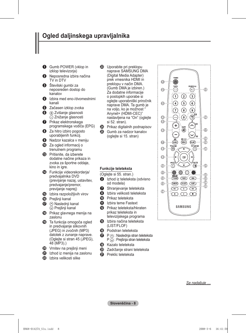 Ogled daljinskega upravljalnika | Samsung PS50A557S3F User Manual | Page 440 / 495