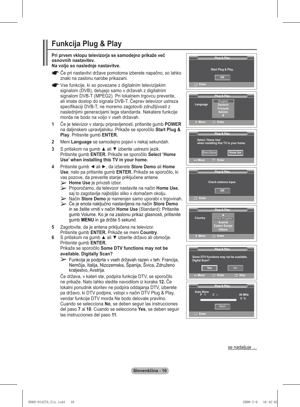 Funkcija plug & play | Samsung PS50A557S3F User Manual | Page 442 / 495