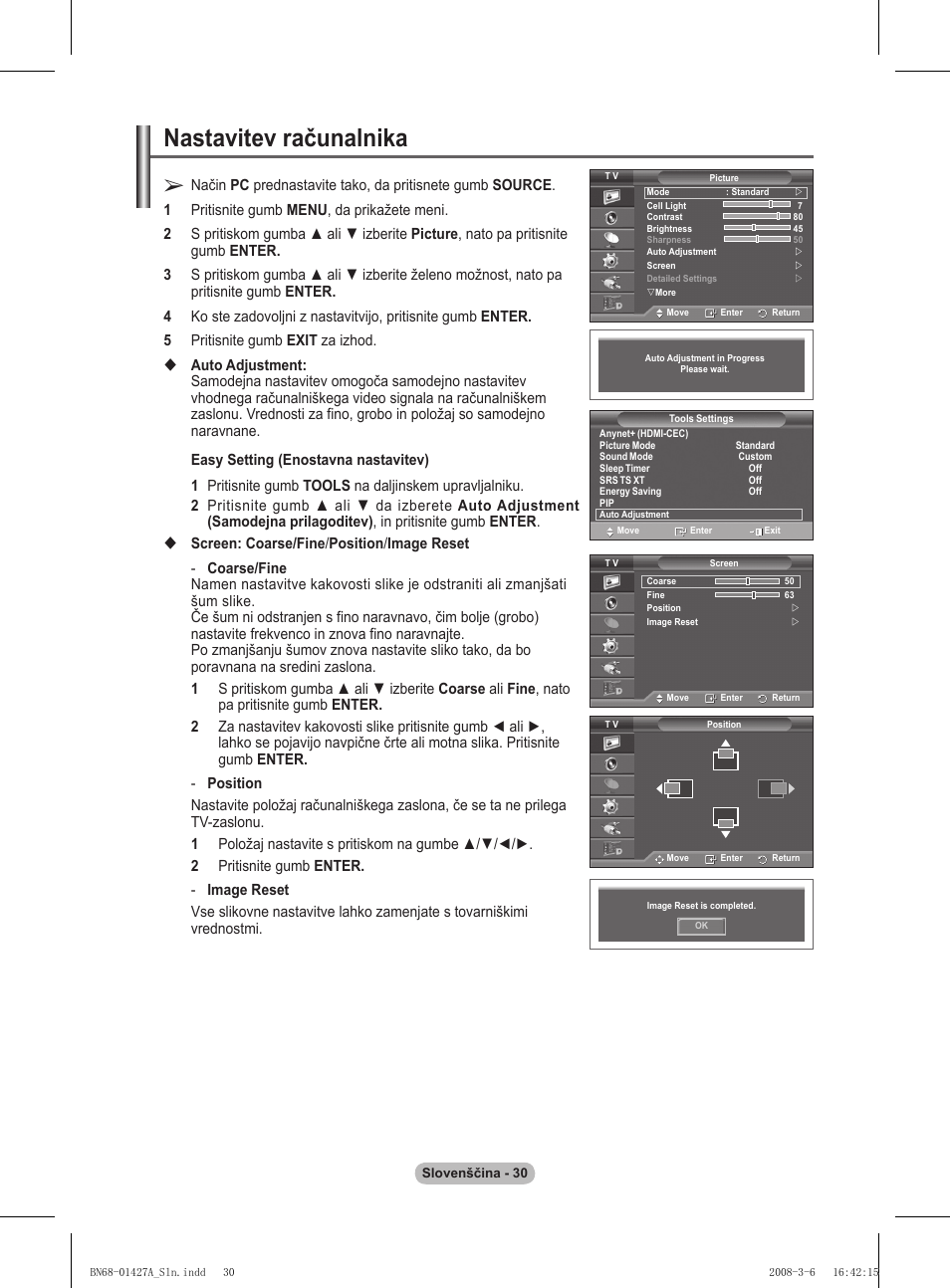 Nastavitev računalnika | Samsung PS50A557S3F User Manual | Page 462 / 495