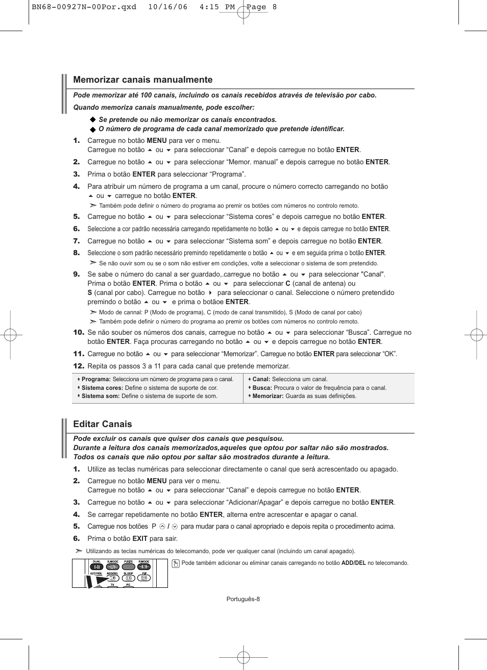 Editar canais | Samsung LE26R32B User Manual | Page 115 / 152