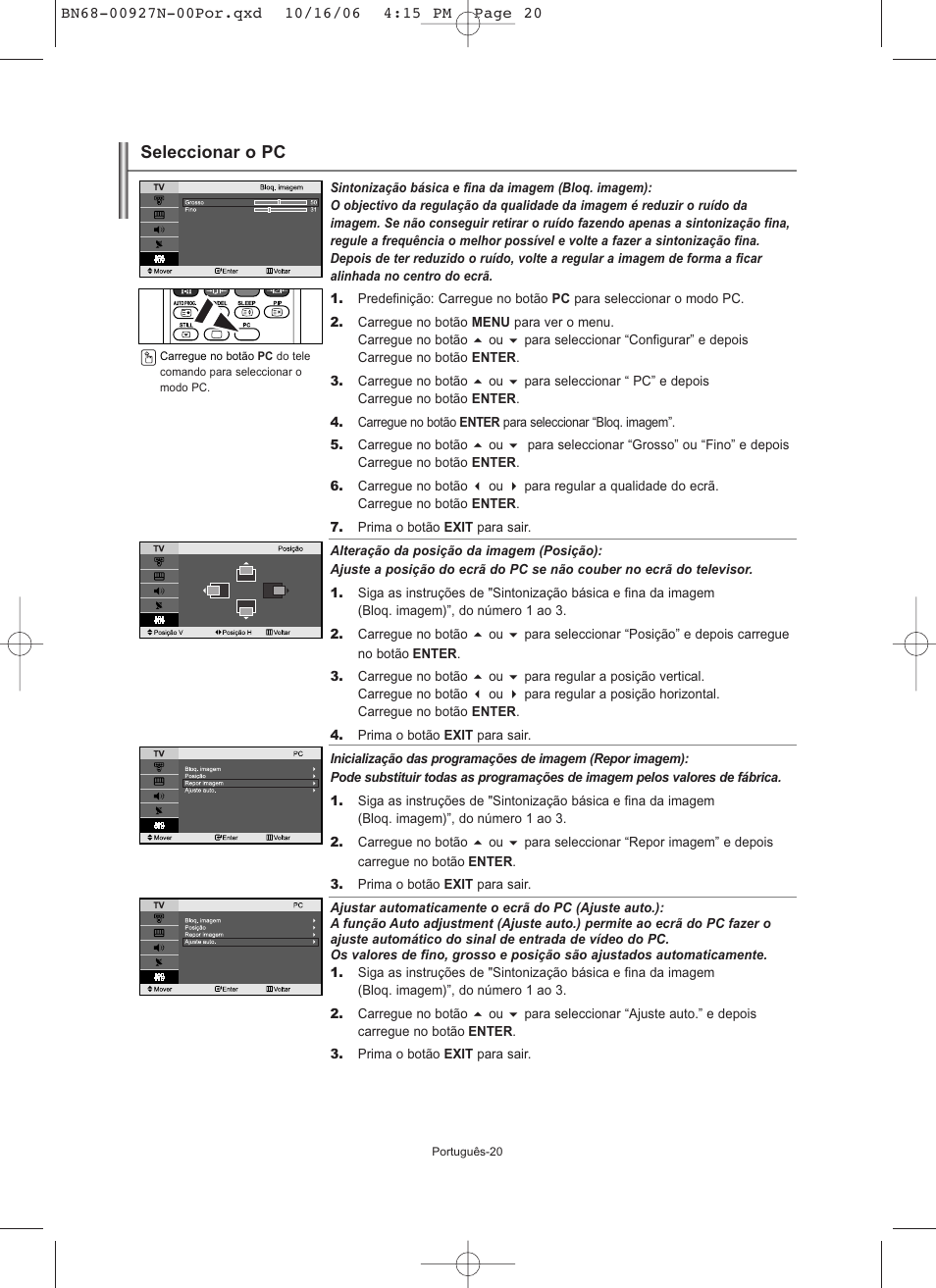 Seleccionar o pc | Samsung LE26R32B User Manual | Page 127 / 152