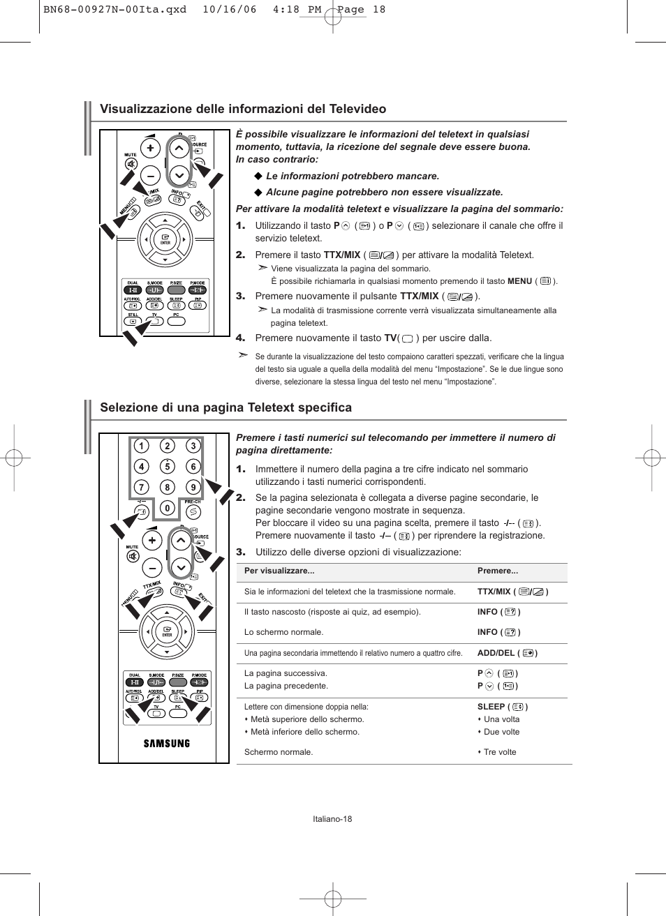 Visualizzazione delle informazioni del televideo, Selezione di una pagina teletext specifica | Samsung LE26R32B User Manual | Page 146 / 152