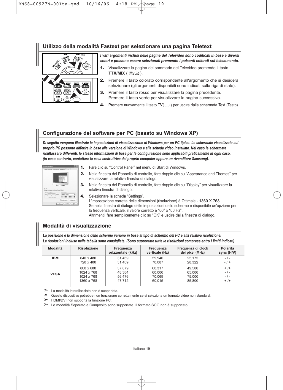 Modalità di visualizzazione | Samsung LE26R32B User Manual | Page 147 / 152